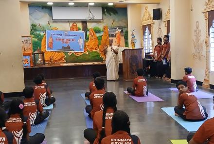 International Day of Yoga Celebration at Chinmaya Vidyalaya in Vazhuthacaud